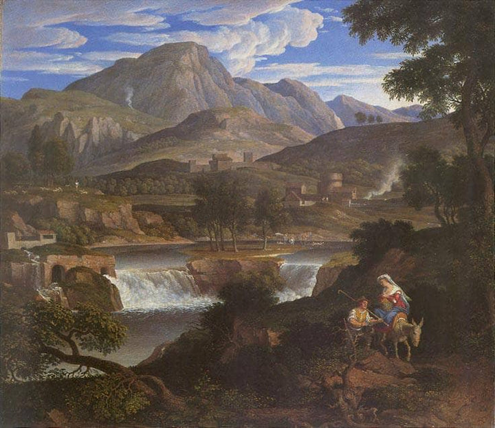 Waterfalls at Subiaco by Joseph Anton Koch — hand-painted landscape oil painting reproduction on canvas