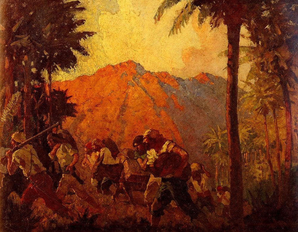 We Were Three Days Taking Out Even What Gold And Gems We Could Loan On Ourselves And Our Beasts, The Treasure Of Three Queens' Pardons by N.C. Wyeth — hand-painted botanical oil painting reproduction on canvas