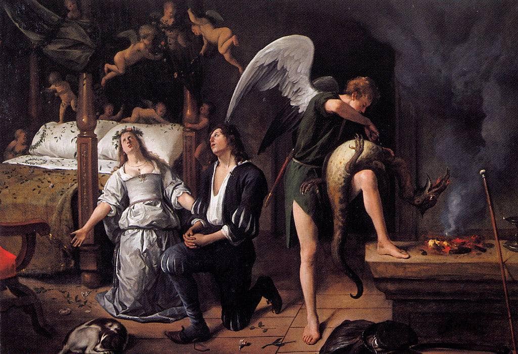 The wedding night of Tobias and Sarah by Jan Steen — hand-painted cultural oil painting reproduction on canvas