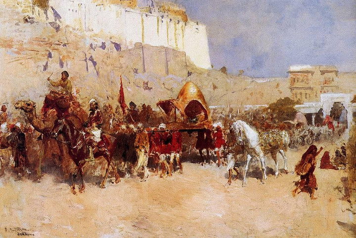 Wedding Procession, Jodhpur by Edwin Lord Weeks — hand-painted animal oil painting reproduction on canvas
