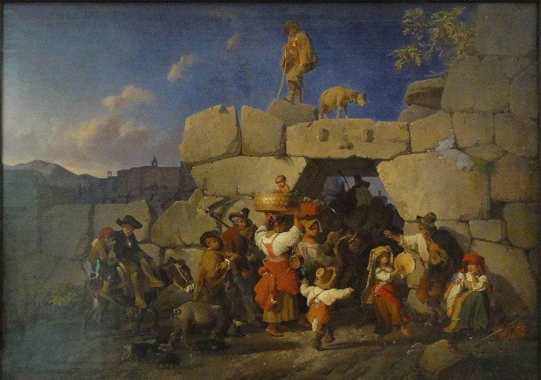 Italian country people return home by Theodor Leopold Weller — hand-painted cultural oil painting reproduction on canvas