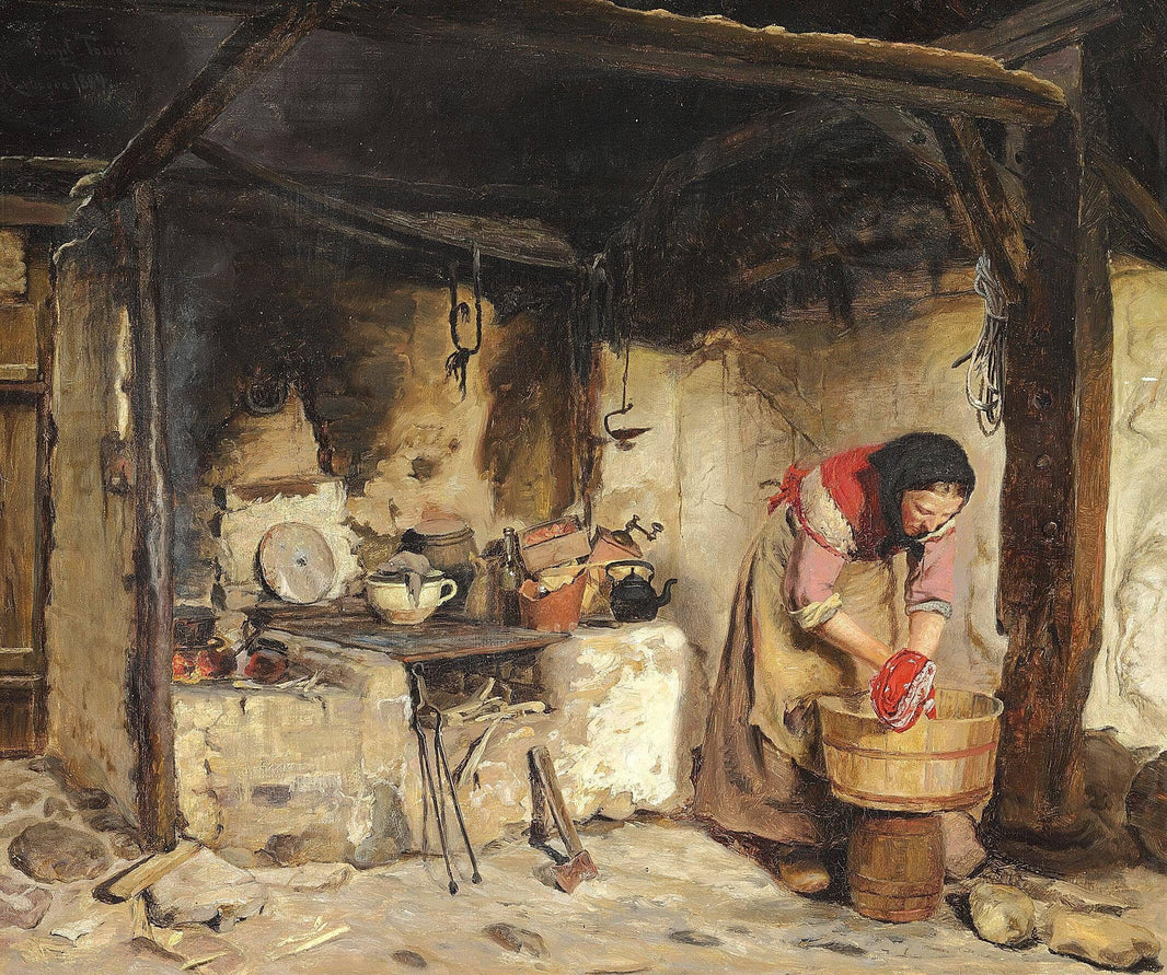 Old interior from Harboøre by Wenzel Tornøe — hand-painted still oil painting reproduction on canvas
