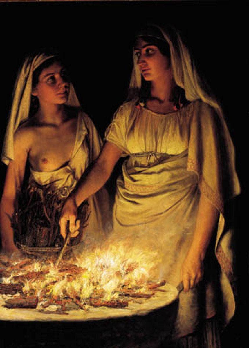 Night watch in the Temple of Vesta by Wenzel Tornøe — hand-painted portrait oil painting reproduction on canvas