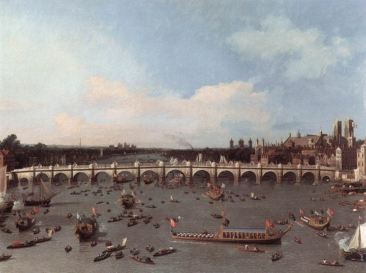 Westminster Bridge from the north on Lord Mayor's Day by Canaletto — hand-painted landscape oil painting reproduction on canvas