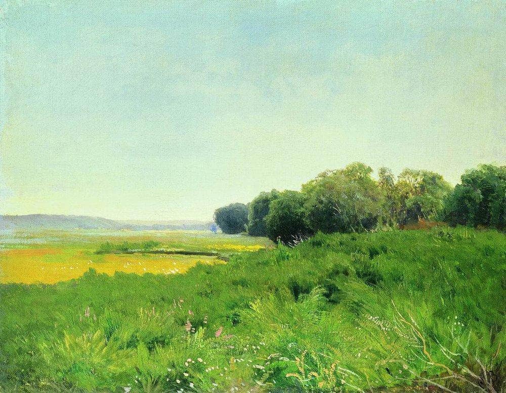 Wet Meadow 1. Study by Fyodor Vasilyev — hand-painted eco oil painting reproduction on canvas