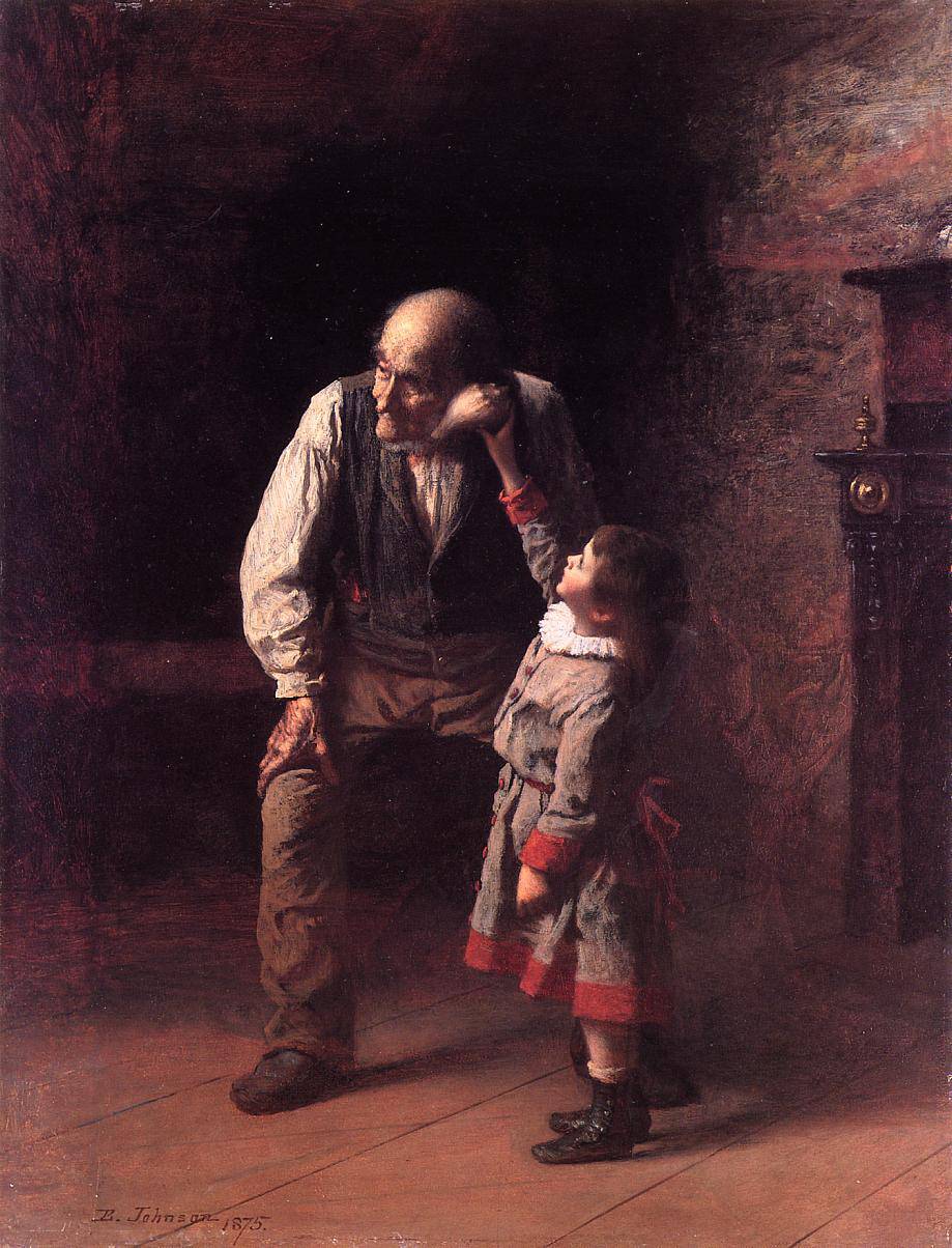What the Shell Says by Eastman Johnson — hand-painted portrait oil painting reproduction on canvas