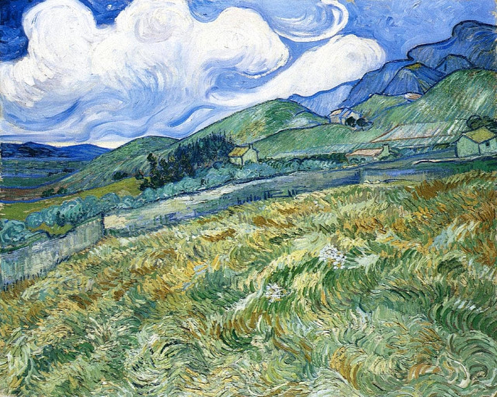 Wheatfield with Mountains in the Background by Vincent van Gogh — hand-painted botanical oil painting reproduction on canvas