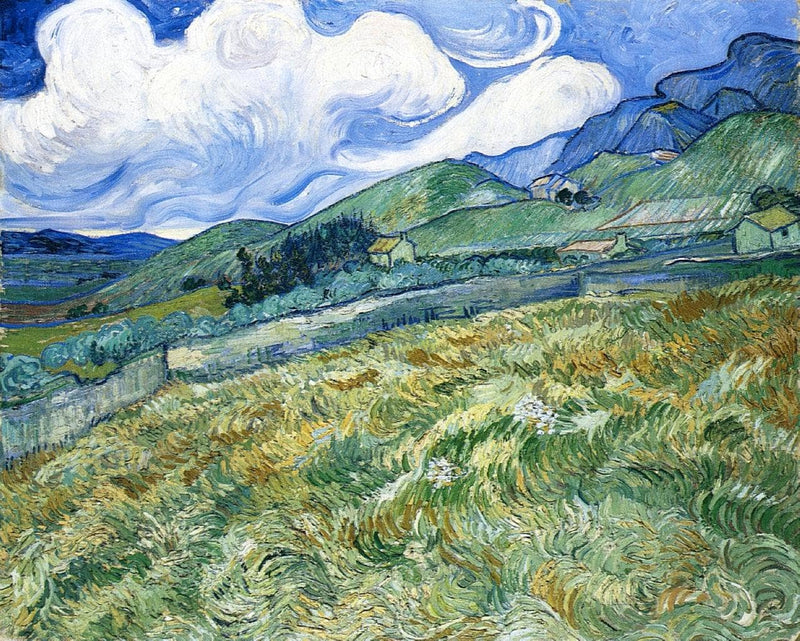 Wheatfield with Mountains in the Background on gallery wrap