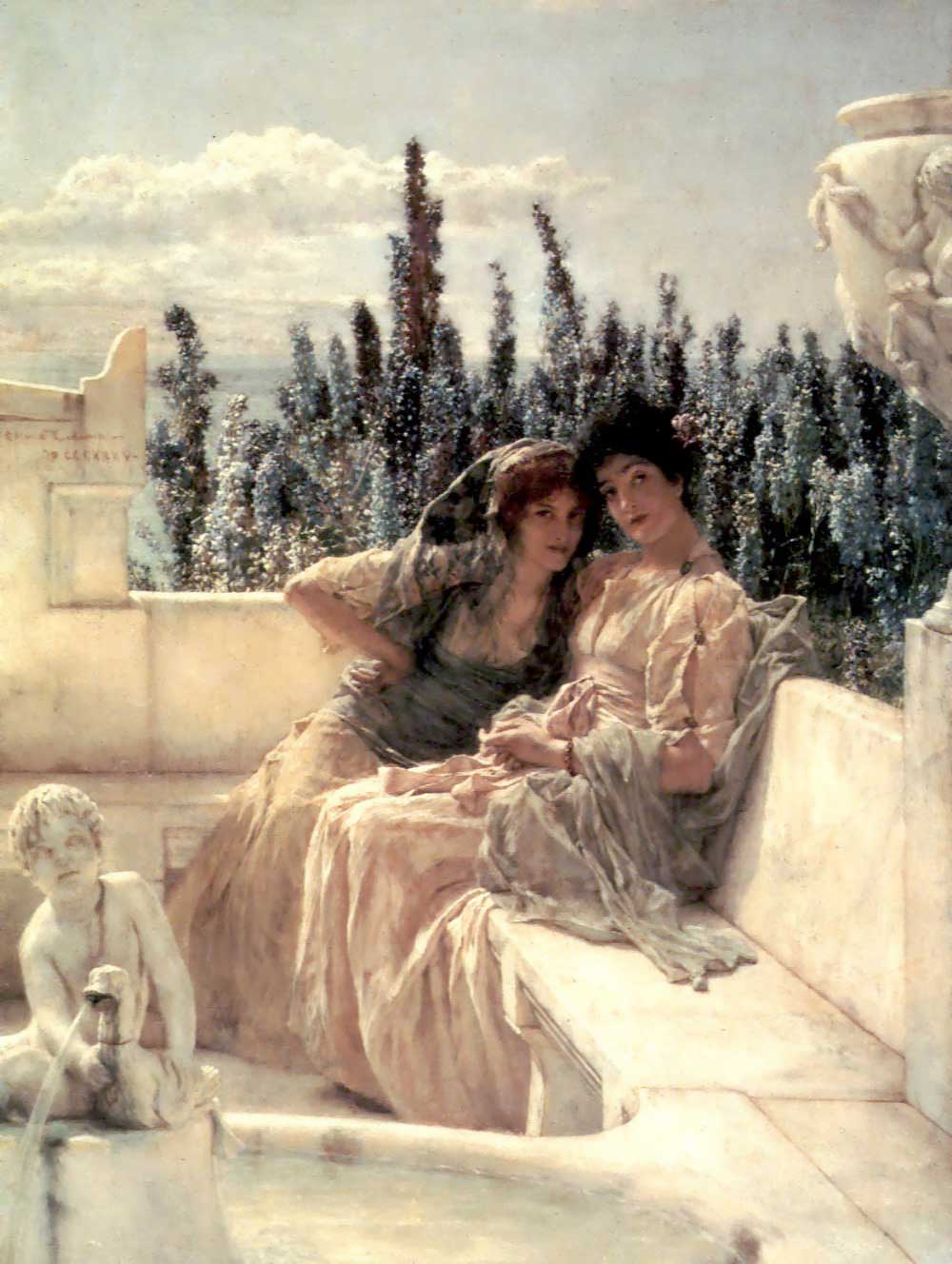 Whispering Noon by Sir Lawrence Alma-Tadema — hand-painted portrait oil painting reproduction on canvas