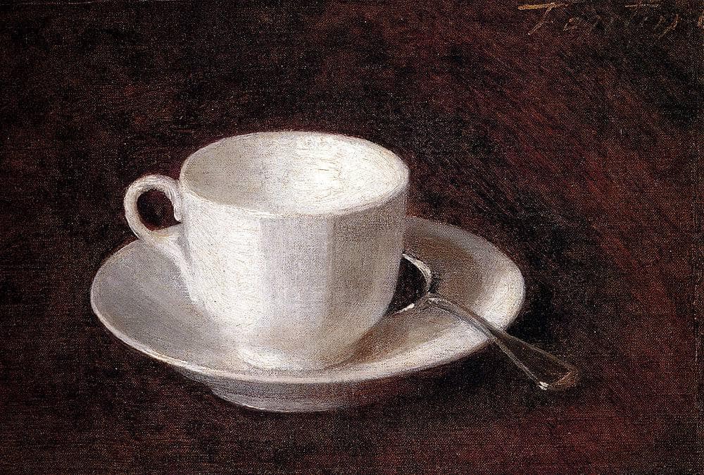 White Cup And Saucer by Henri Fantin-Latour — hand-painted photography oil painting reproduction on canvas