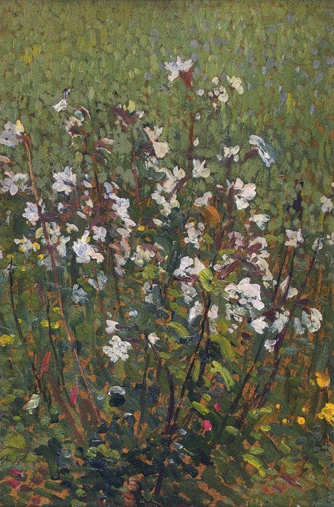 White Flowers in the Field by Henri Martin — hand-painted botanical oil painting reproduction on canvas