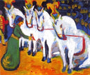 White horse performance act by Ernst Ludwig Kirchner — horse oil painting wall art, Expressionism