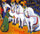 White horse performance act in kitchen