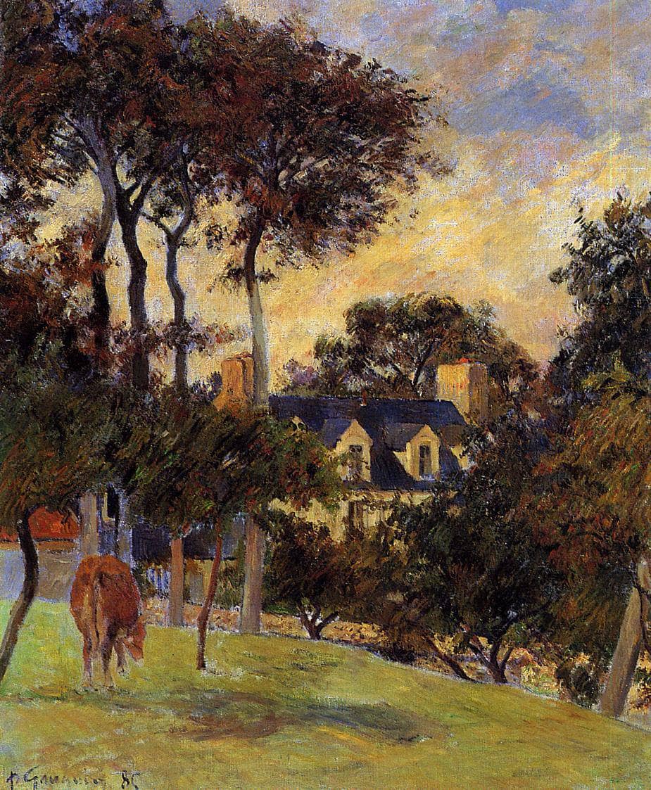 White house by Paul Gauguin — hand-painted animal oil painting reproduction on canvas