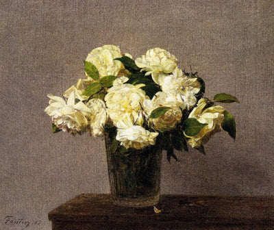 White Roses in a Vase in living room