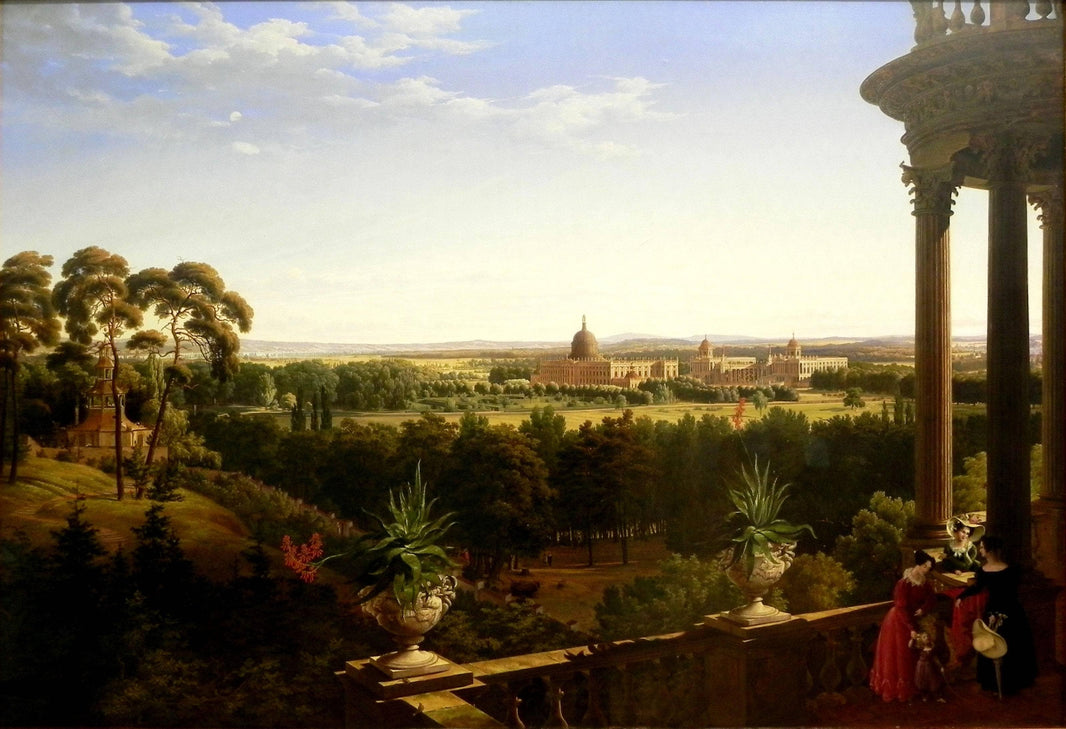 Wiew of Neues Palais of Sanssouci in Potsdam by August Ahlborn — hand-painted landscape oil painting reproduction on canvas