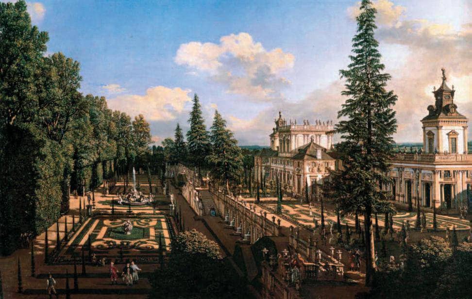 Wilanów Palace as seen from north east by Bernardo Bellotto — hand-painted architectural oil painting reproduction on canvas
