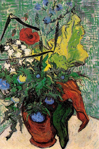Wild Flowers and Thistles in a Vase by Vincent van Gogh — hand-painted botanical oil painting reproduction on canvas