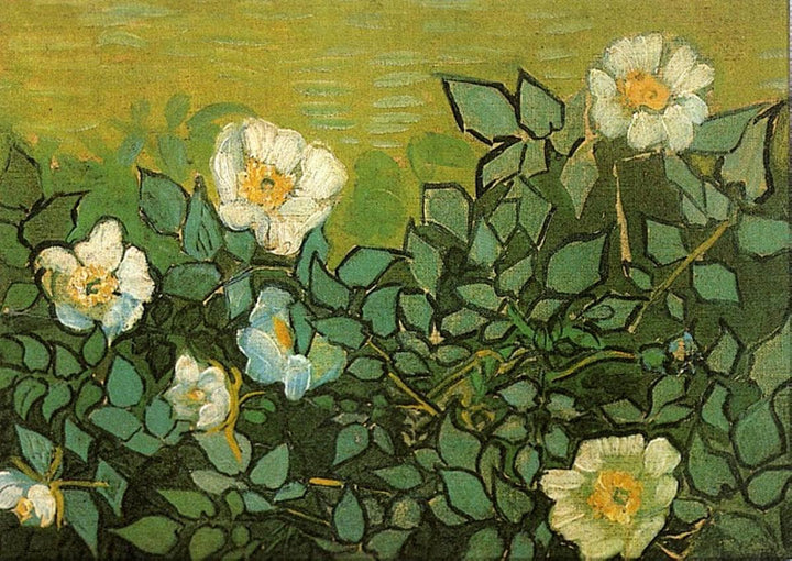 Wild Roses by Vincent van Gogh — hand-painted botanical oil painting reproduction on canvas