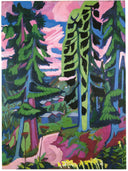 Wildboden Mountains Forest by Ernst Ludwig Kirchner — forest oil painting wall art, Expressionism