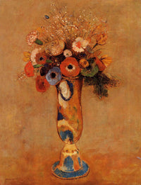 Wildflowers in a Long Necked Vase by Odilon Redon — hand-painted botanical oil painting reproduction on canvas