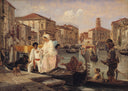 Alighting from a Gondola in Venice by Wilhelm Marstrand — city oil painting wall art, Romanticism