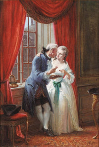 Interior with the crown prince and crown princess of Denmark by Wilhelm Marstrand — hand-painted portrait oil painting reproduction on canvas