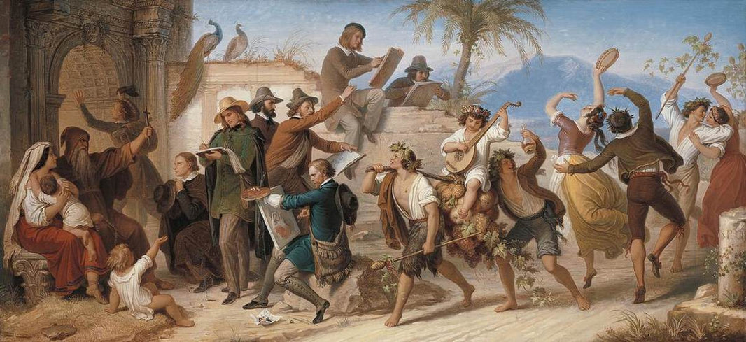 German Artists Make Their Sketches in Rome by Wilhelm von Kaulbach, hand-painted cultural oil painting reproduction on canvas
