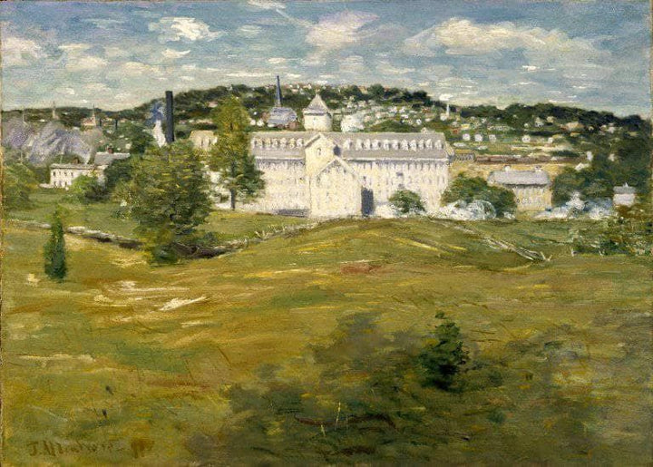 Willimantic Thread Factory by Julian Alden Weir — hand-painted architectural oil painting reproduction on canvas