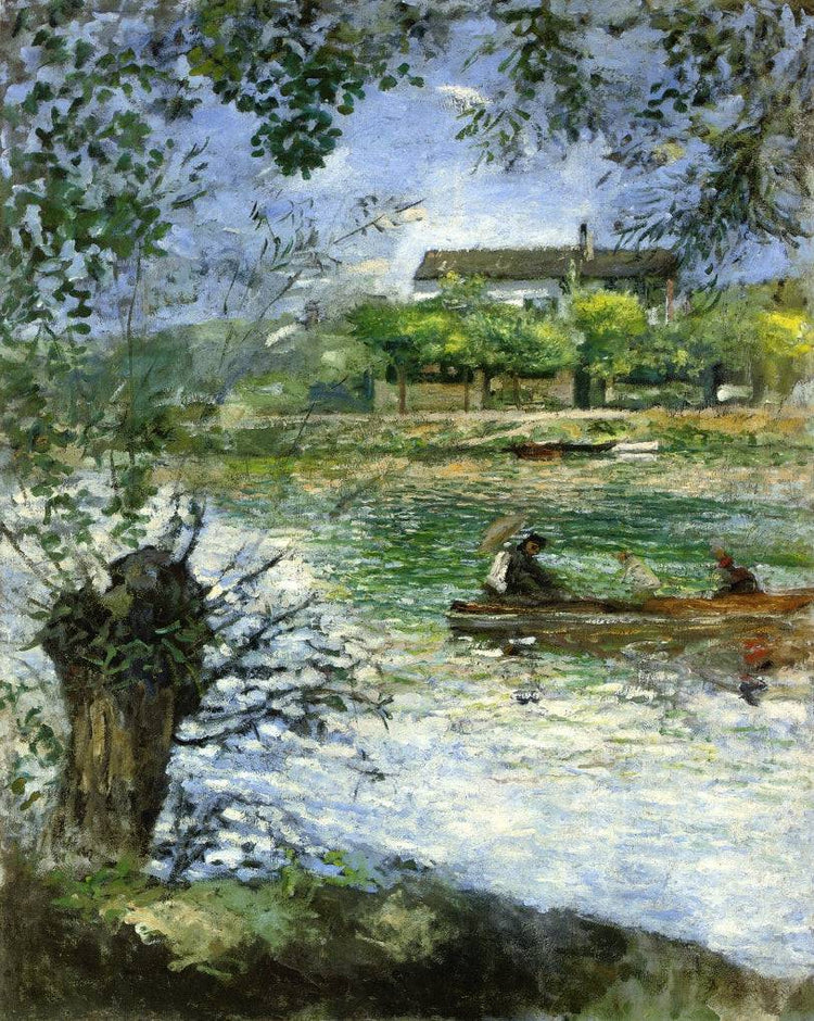 Willows and Figures in a Boat - Pierre-Auguste Renoir