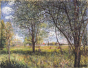 Willows in a field afternoon by Alfred Sisley — hand-painted botanical oil painting reproduction on canvas