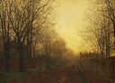 Wimbledon Park, Autumn After Glow by John Atkinson Grimshaw — hand-painted botanical oil painting reproduction on canvas