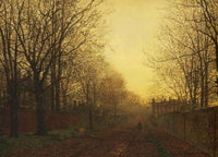 Wimbledon Park, Autumn After Glow by John Atkinson Grimshaw — hand-painted botanical oil painting reproduction on canvas
