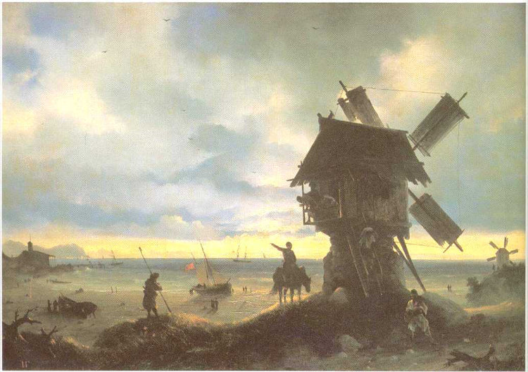 Windmill on the Sea Coast - Ivan Aivazovsky