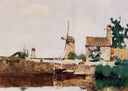 Windmills, Dordrecht by John Henry Twachtman — hand-painted architectural oil painting reproduction on canvas