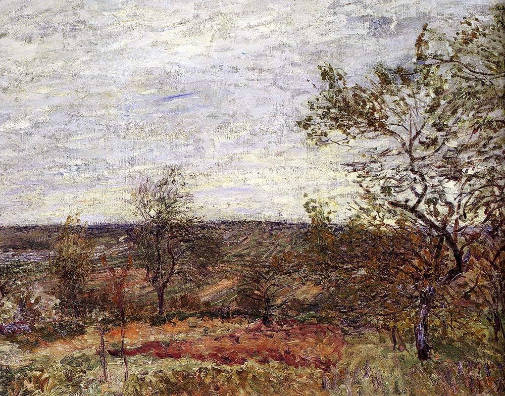 Windy Day At Veneux by Alfred Sisley — hand-painted botanical oil painting reproduction on canvas