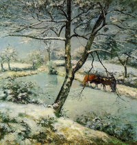 Winter at Montfoucault by Camille Pissarro — hand-painted animal oil painting reproduction on canvas