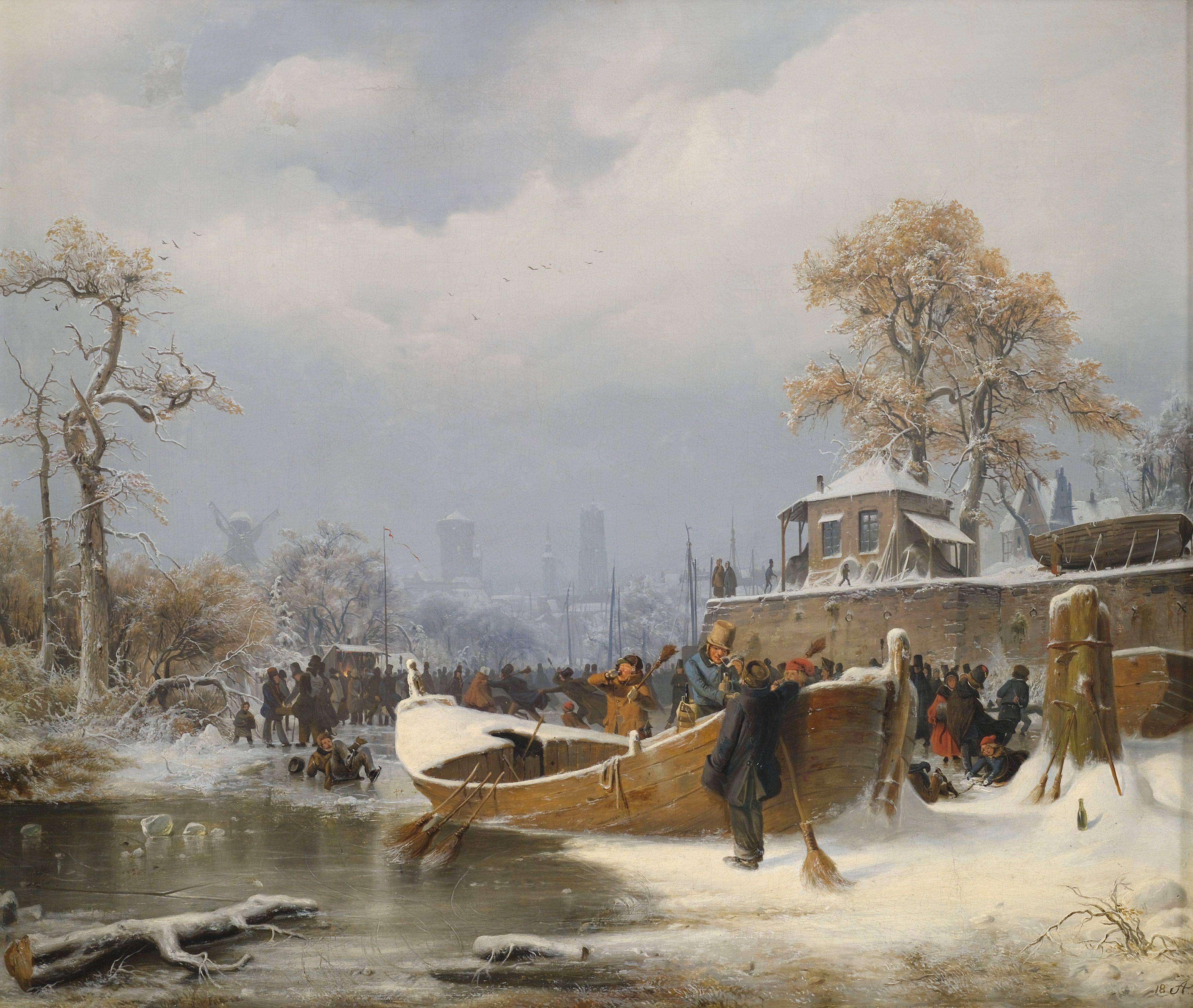 Winter boat dock - Andreas Achenbach