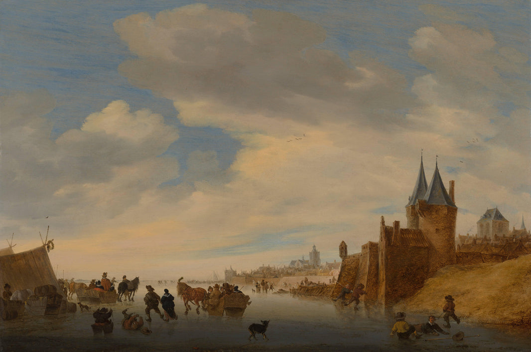 Winter Landscape at Arnhem by Salomon van Ruysdael — hand-painted architectural oil painting reproduction on canvas