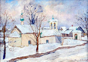 Winter landscape with a church - Nikolay Bogdanov-Belsky