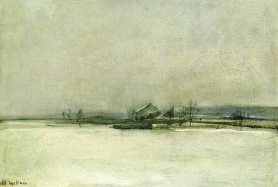 Winter Landscape with Barn in master bedroom