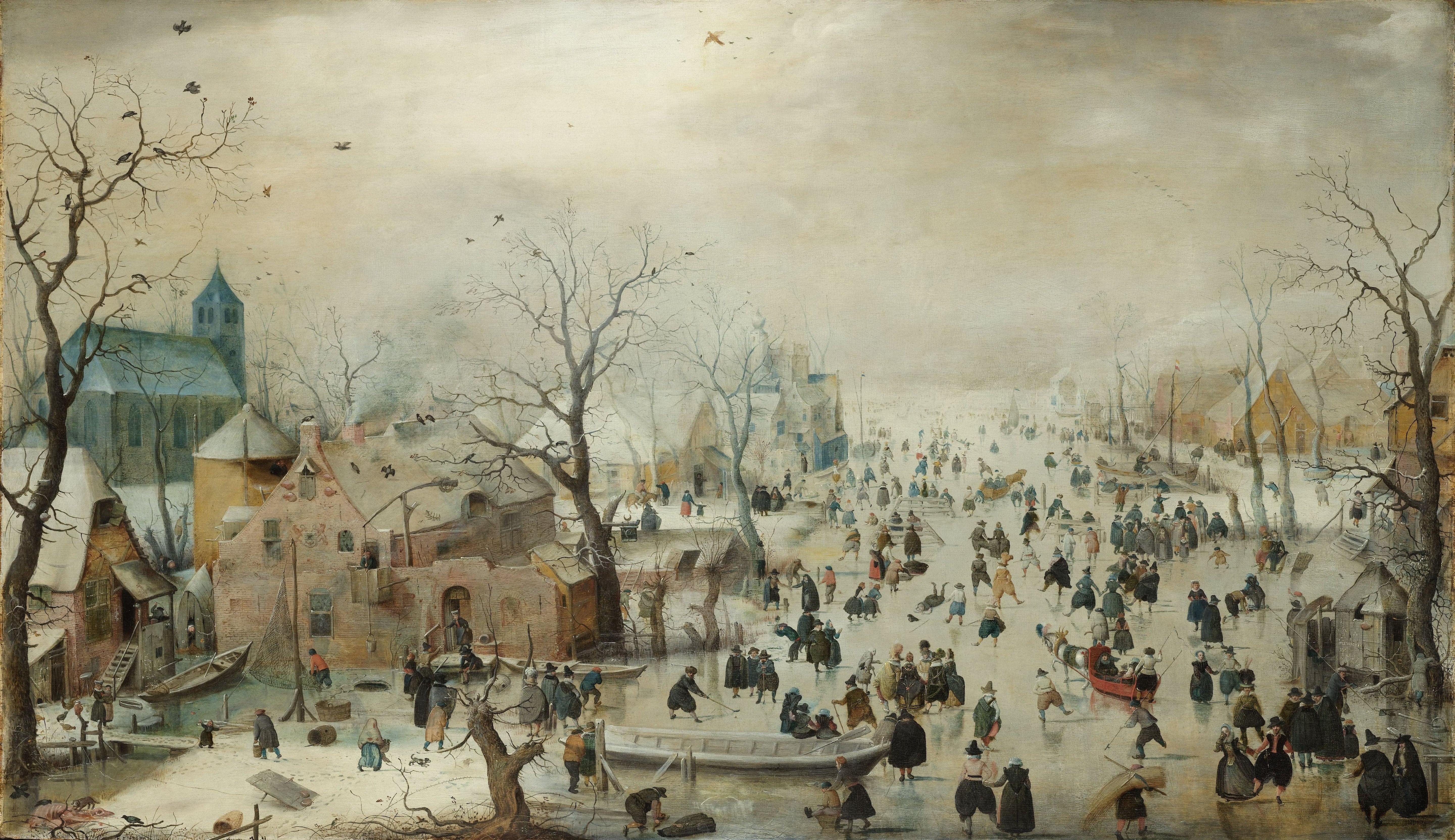 Winter Landscape with Ice Skaters - Hendrick Avercamp