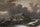 Winter landscape with ice skaters on frozen river In front of country houses woman at fountain in dining room