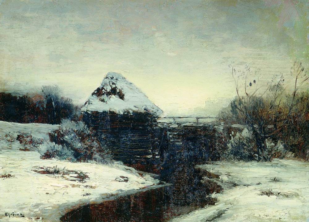 Winter landscape with mill - Isaac Levitan