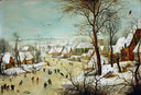 Winter Landscape with Skaters and a Bird Trap by Pieter Bruegel the Elder — hand-painted botanical oil painting reproduction on canvas