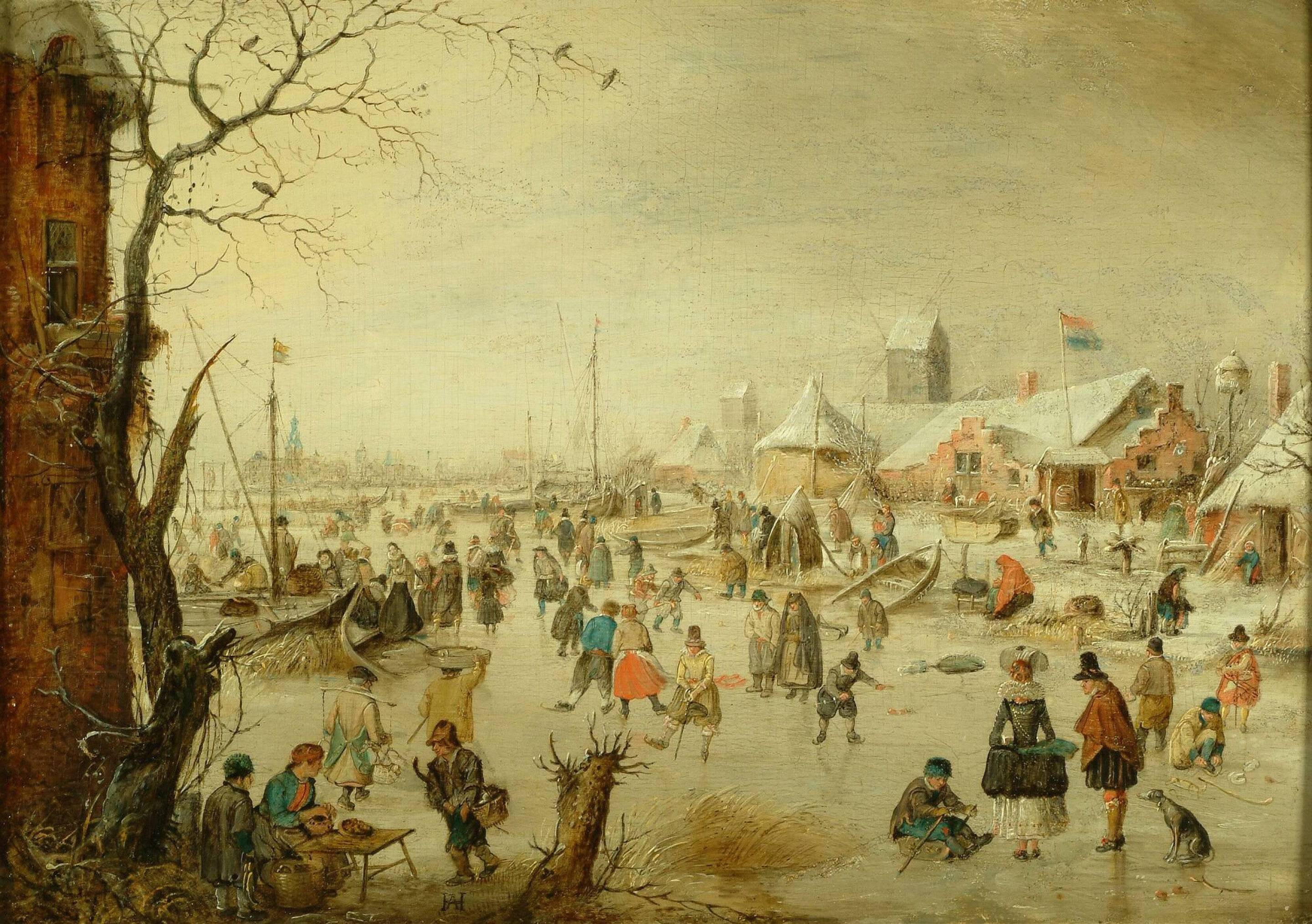 Winter Landscape with Skaters - Hendrick Avercamp