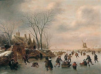 Winter landscape with skaters by Klaes Molenaer — hand-painted landscape oil painting reproduction on canvas