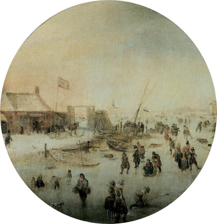 Winter Landscape with Skates and People Playing Kolf by Hendrick Avercamp — hand-painted cultural oil painting reproduction on canvas