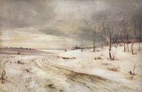 Winter road by Aleksey Savrasov — hand-painted botanical oil painting reproduction on canvas