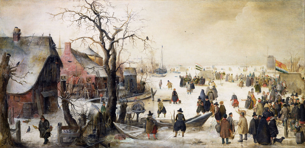 Winter Scene on a Canal by Hendrick Avercamp, hand-painted cultural oil painting reproduction on canvas